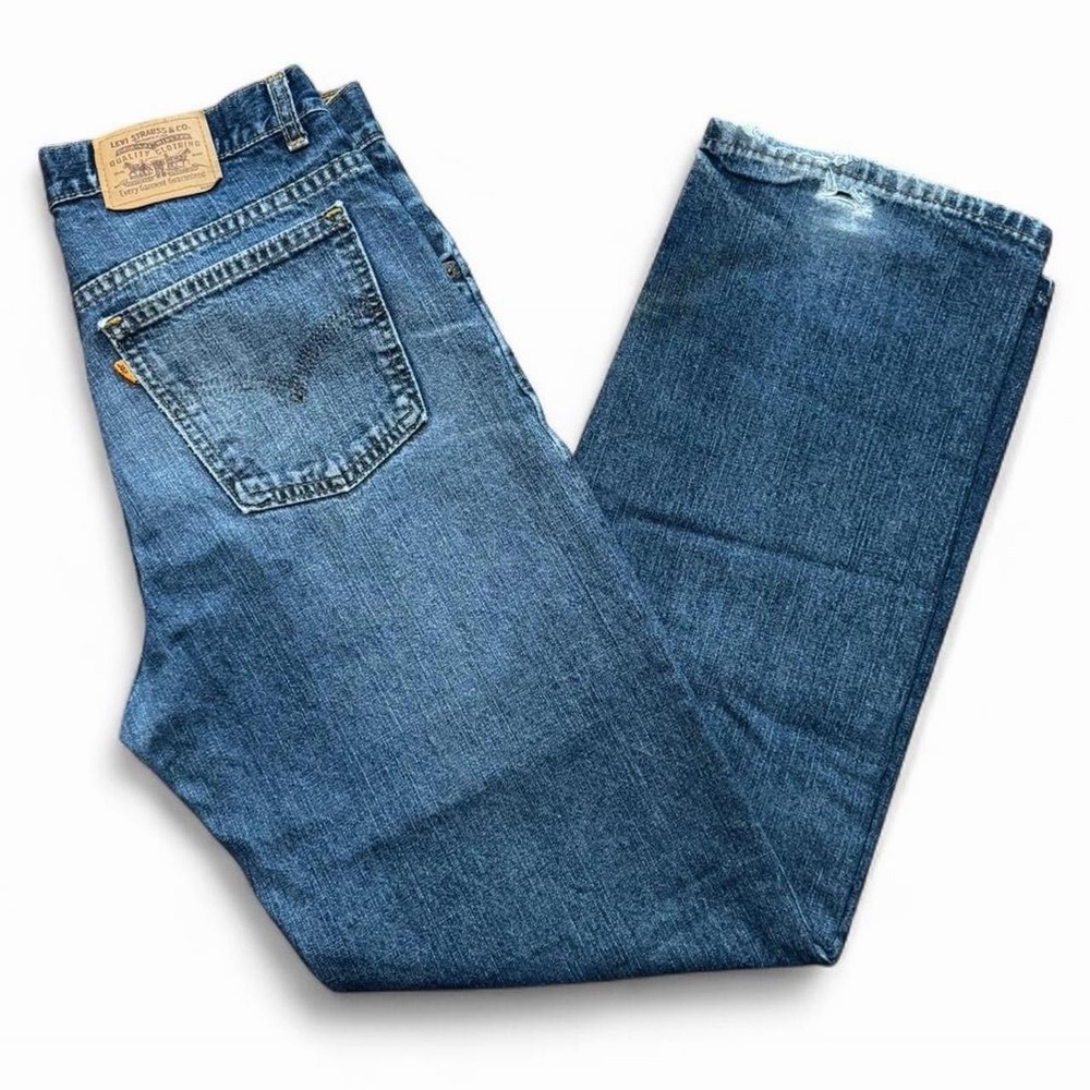 Vintage 90s Levi's 506 Orange Tab Blue Wash Straight Leg Denim Jeans 32x32"